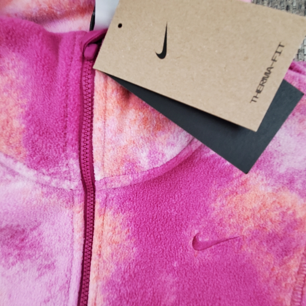 Nike one Therma-FIT oversized half zip fleece pink pullover sweatshirt new - Picture 4 of 9